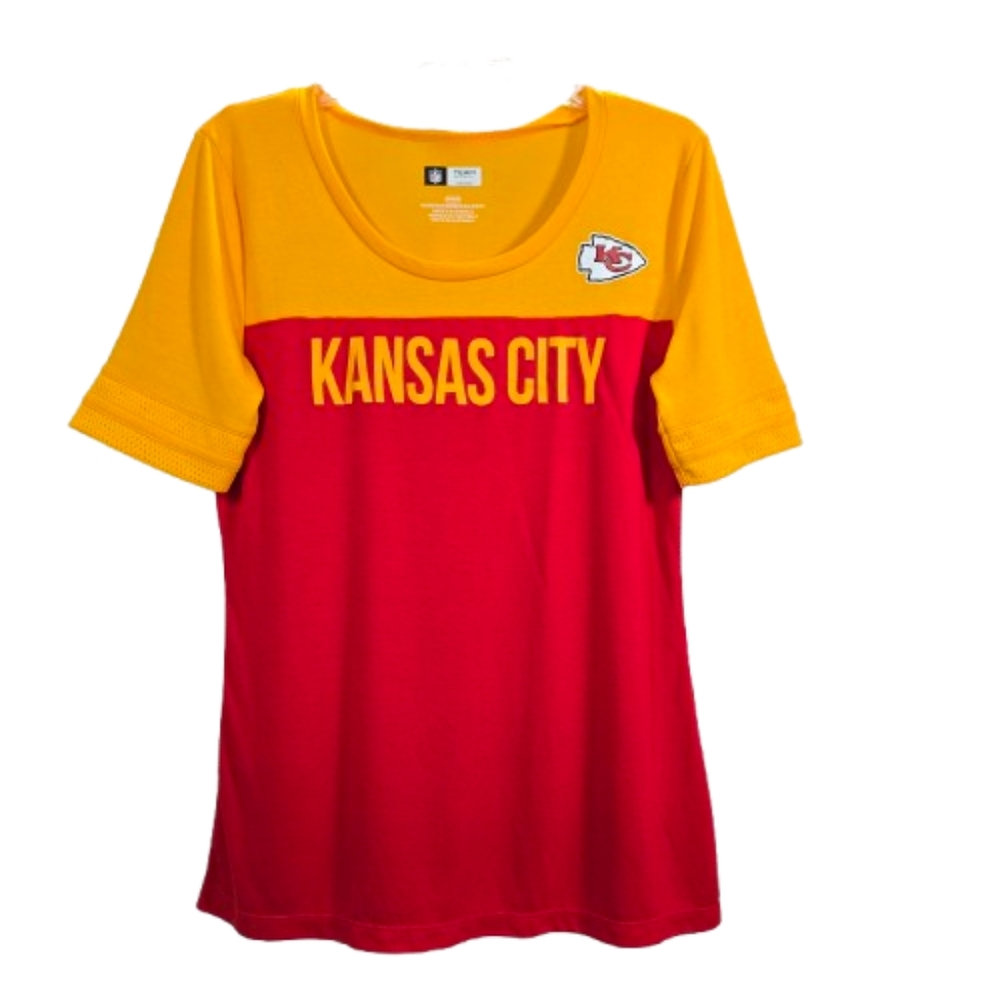 Chiefs Women's Short Sleeve T-shirt, Lightweight, Colorblock Red & Yellow, Sz M